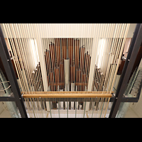 Berlin, St. Hedwigs-Kathedrale, Blick durch die Zugruten ins Rckpositiv auf die Pedalpfeifen ganz hinten