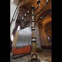 Braunschweig, Dom St. Blasii, Seitlicher Blick vom Siebenarmigen Leuchter zur Nord-CHororgel