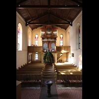 Glienicke / Nordbahn, Dorfkirche, Innenraum in Richtung Orgel