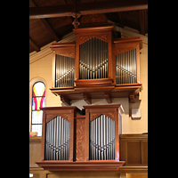 Glienicke / Nordbahn, Dorfkirche, Orgel von der Kanzel aus gesehen