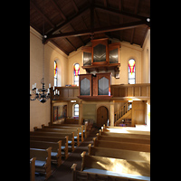 Glienicke / Nordbahn, Dorfkirche, Blick von der Kanzel zur Orgel