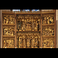 Hamburg, Hauptkirche St. Jacobi, Trinitatis-Altar der Bttcher von ca. 1518 - aus Eichenholz geschnitzt und bemalt