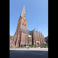 Hamburg, Hauptkirche St. Petri, Ansicht von Sdwesten - sdliches Seitenschiff und 132 m hoher Turm