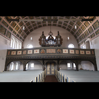 Hohen Neuendorf, Dorfkirche, Innenraum in Richtung Orgel