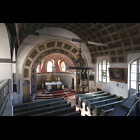 Hohen Neuendorf, Dorfkirche, Seitlicher Blick von der Orgelempore in die Kirche