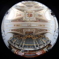 Kempten, Basilika St. Lorenz, Hauptorgel und Blick ins Gewlbe