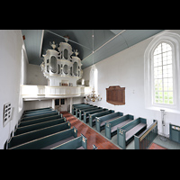 Krummhrn, Reformierte Kirche, Seitl. Blick von der gegenberliegenden Empore zur Orgel und in die Kirche