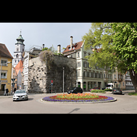 Lindau, Ev. Stadtkirche St. Stephan (Hauptorgel), Blick vom Europaplatz in Richtung Westen auf den Turm von St. Stephan