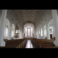 Lindau, Ev. Stadtkirche St. Stephan (Hauptorgel), Innenraum in Richtung Chor