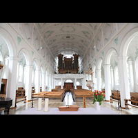 Lindau, Ev. Stadtkirche St. Stephan (Hauptorgel), Innenraum in Richtung Hauptorgel