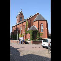 Norderney, Inselkirche, Ansicht von Sdosten von der Kirchstrae