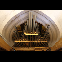 Norderney, Inselkirche, Pfeifen des Hinterwerks - vorne die Harmonietrompete