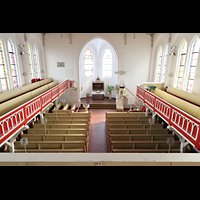 Norderney, Inselkirche, Blick von der Orgelempore in die Kirche