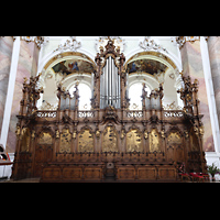 Ottobeuren, Abtei - Basilika St. Alexander und Theodor, Dreifaltigkeitsorgel mit Chorgesthl