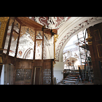 Orgelempore: Leere Gehäuse der Evangelien- und Hauptorgel Passau, Dom St. Stephan, Orgelempore: Leere Gehäuse der Evangelien- und Hauptorgel