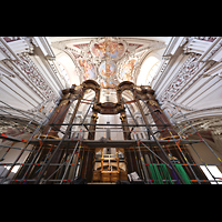 Leeres restauriertes Hauptorgelgehäuse 2025 Passau, Dom St. Stephan, Leeres restauriertes Hauptorgelgehäuse 2025