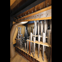 Rheine, St. Dionysius, Pfeifen im Schwellwerk, vorne die Trompeten 8-4 und die Oboe