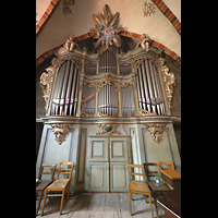 Strausberg, St. Marien, Orgel mit geschlossenem ehem. Spielschrank (dahinter jetzt: Pneumatik)