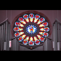 Stuttgart, Liebfrauenkirche, Fensterrosette hinter der Orgel