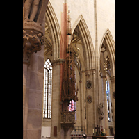 Ulm, Mnster, Gotische Kanzel (vor 1500) mit 20 m hohem Schalldeckel von Jrg Syrlin (1510)