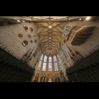 Ulm, Mnster, Chorraum mir Chorgesthl, Chororgel und Blick ins Gewlbe