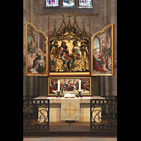 Ulm, Mnster, Hauptaltar: 'Heilige-Sippen-Altar' / 'Hutzaltar' aus dem frhen 16. Jh.