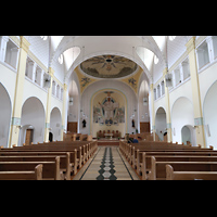 Vilshofen, Benediktinerabtei St. Trinitatis, innenraum in Richtung Chor