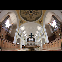 Vilshofen, Benediktinerabtei St. Trinitatis, Blick vom Chor auf alle drei orgeln