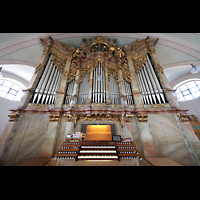 Vilshofen, Stadtpfarrkirche St. Johannes der Tufer, Orgel mit Spieltisch
