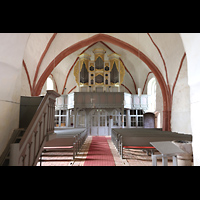 Zettemin, Dorfkirche, Innenraum in Richtung Orgel