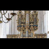 Gdansk (Danzig), Bazylika Mariacka (St. Marien), Prospektpfeifen des Rückpositivs und des Hauptorgelgehäuses