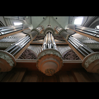 Münster, Dom St. Paulus, Blick vom Spieltisch auf den Orgelprospekt