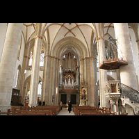 Mnster, St. Lamberti, Innenraum / Hauptschiff in Richtung Orgel