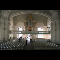 Berlin, Franzsische Friedrichstadtkirche (Franzsischer Dom), Innenraum / Hauptschiff in Richtung Orgel