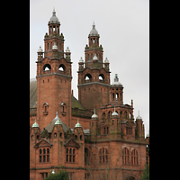 Glasgow, Kelvingrove Museum, Concert Hall, Außenansicht Türme