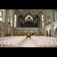 Leipzig, Peterskirche, Innenraum / Hauptschiff in Richtung Orgel