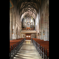 Rottweil, Heilig-Kreuz-Münster, Innenraum / Hauptschiff in Richtung Orgel