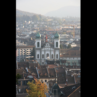 Luzern, Jesuitenkirche, Ansicht von der Stadtmauer (Musegg) aus