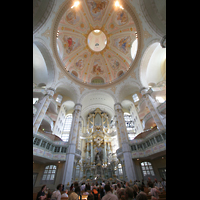 Dresden, Frauenkirche, Blick zur Kuppel in Richtung Orgel
