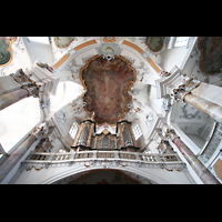 Bad Staffelstein, Wallfahrts-Basilika, Blick zur Decke mit Orgel