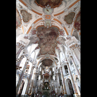 Bad Staffelstein, Wallfahrts-Basilika, Innenraum / Hauptschiff in Richtung Orgel