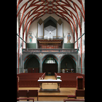 Ulm, St. Georg, Innenraum / Hauptschiff in Richtung Orgel