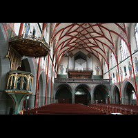 Ulm, St. Georg, Kanzel und Orgel
