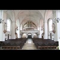 Dachau, St. Jakob, Innenraum / Hauptschiff in Richtung Orgel