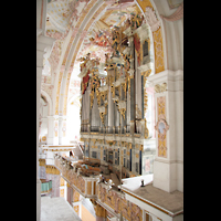 Fürstenfeldbruck, Klosterkirche, Blick vom Seitenumgang auf die Orgel