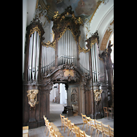 Ottobeuren, Abtei - Basilika St. Alexander und Theodor, Hauptwerk und Spieltisch der Dreifaltigkeitsorgel