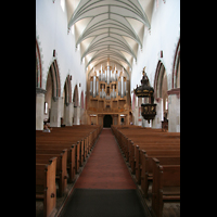 Memmingen, St. Martin, Innenraum / Hauptschiff in Richtung Orgel