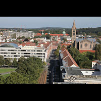 Potsdam, St. Nikolai, Blick von der Kuppel zur Propsteikirche St. Peter und Paul und zum Nauener Tor