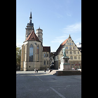 Stuttgart, Stiftskirche, Außenansicht vom Schillerplatz aus
