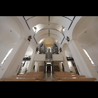 Rottenburg, Dom St. Martin, Hauptschiff mit Orgelempore perspektivisch